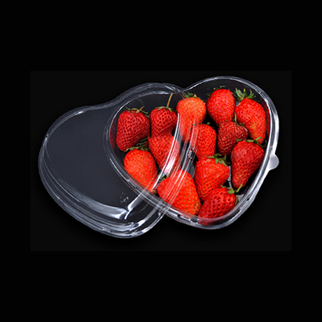 HSQY Recipiente de conchas de frutas em formato de coração de plástico PET transparente de 7,3 x 7,1 x 1,8 polegadas