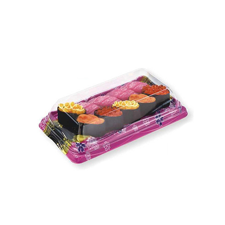 HSQY Recipiente retangular para bandeja de sushi de 6,7 x 4 x 0,9 polegadas com tampa