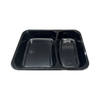 Model 020 - 41 oz Rectangle 2 Compartment Black CPET Tray