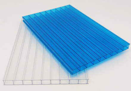 blauwe dubbelwandige polycarbonaatplaat